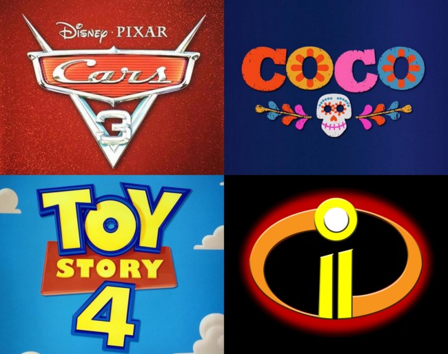 Cars 3, Coco, Toy Story 4 y Los Increíbles 2