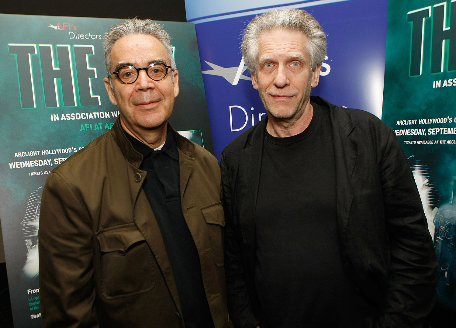 LOS ANGELES, CA - SEPTEMBER 03: Composer Howard Shore (L) and director David Cronenberg attend AFI Directors Screening Of "The Fly" With David Cronenberg on September 3, 2008 in Los Angeles, California. (Photo by Michael Buckner/Getty Images)