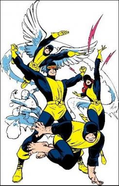 El quinteto original de X-Men: Cíclope, Jean Grey, Bestia, el Hombre de Hielo y Ángel