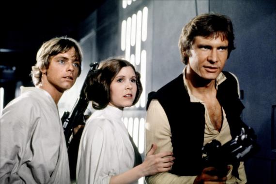 Imagen de Star Wars: Episodio IV - Una Nueva Esperanza (1977), Luke Skywalker, la princesa Leia y Han Solo