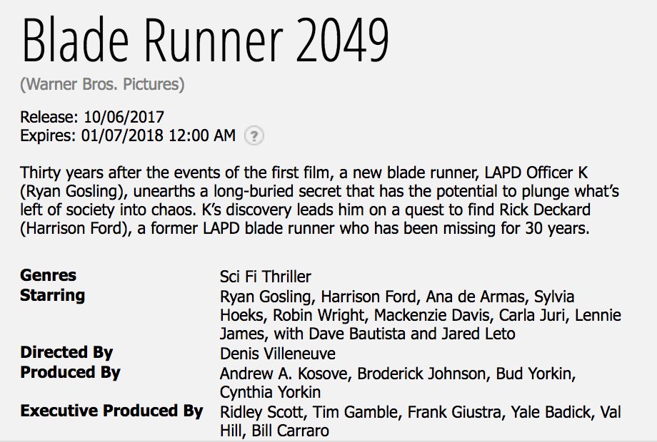 sinopsis oficial Blade Runner 2049 (Blade Runner 2)