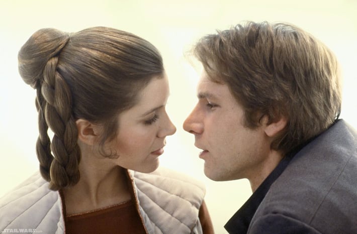 Han Solo y Leia en la saga de Star Wars amor