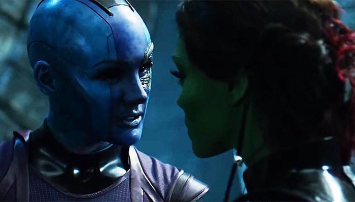 Nébula y Gamora en Vengadores: Infinity War (2018)