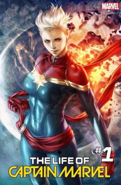 Portada alternativa de Life of Captain Marvel #1, relanzamiento julio 2018, por Stanley "Artgerm" Lau