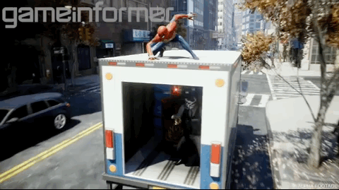 Gameplay de Spider-Man deteniendo un robo en el juego Spider-Man PS4 (2018)