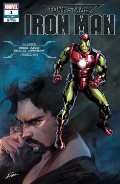 Portada alternativa de Iron Man #1 (junio 2018), la armadura Red and Gold (modelo 04)