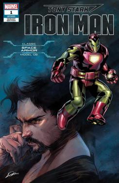 Portada alternativa de Iron Man #1 (junio 2018), la armadura del espacio (modelo 05)