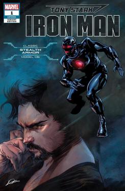 Portada alternativa de Iron Man #1 (junio 2018), la Stealth Armor (modelo 06)