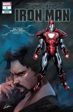 Portada alternativa de Iron Man #1 (junio 2018), la Silver Centurion Armor (modelo 07)