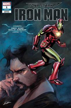 Portada alternativa de Iron Man #1 (junio 2018), la Red and Gold Armor (modelo 17)