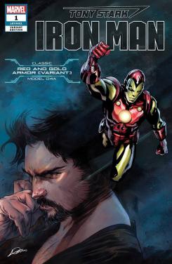 Portada alternativa de Iron Man #1 (junio 2018), la variate de la Red and Gold Armor (modelo 04A