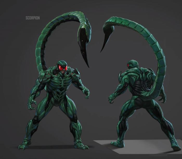 Concept art de Escorpión en el juego de Spider-Man para PS4 (2018)