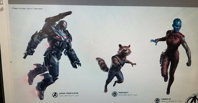 Arte conceptual de Avengers 4 (2018), Máquina de Guerra, Rocket y Nébula