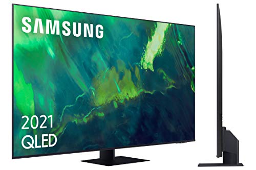 Samsung QLED 4K 2021 55Q74A - Smart TV de 55" con Resolución 4K UHD, Procesador QLED 4K con IA, Quantum HDR10+, Wide Viewing Angle, Motion Xcelerator Turbo+, OTS Lite y Alexa Integrada, Color Negro